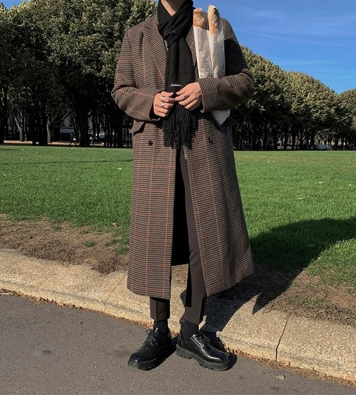 Plaid Coat Long Loose Overcoat