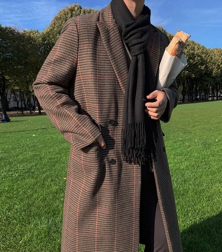 Plaid Coat Long Loose Overcoat