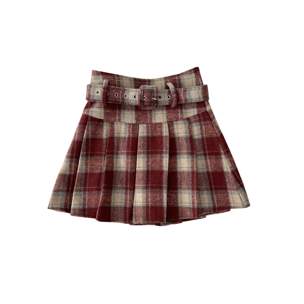 Plaid Pleated Skirt Retro High Waist