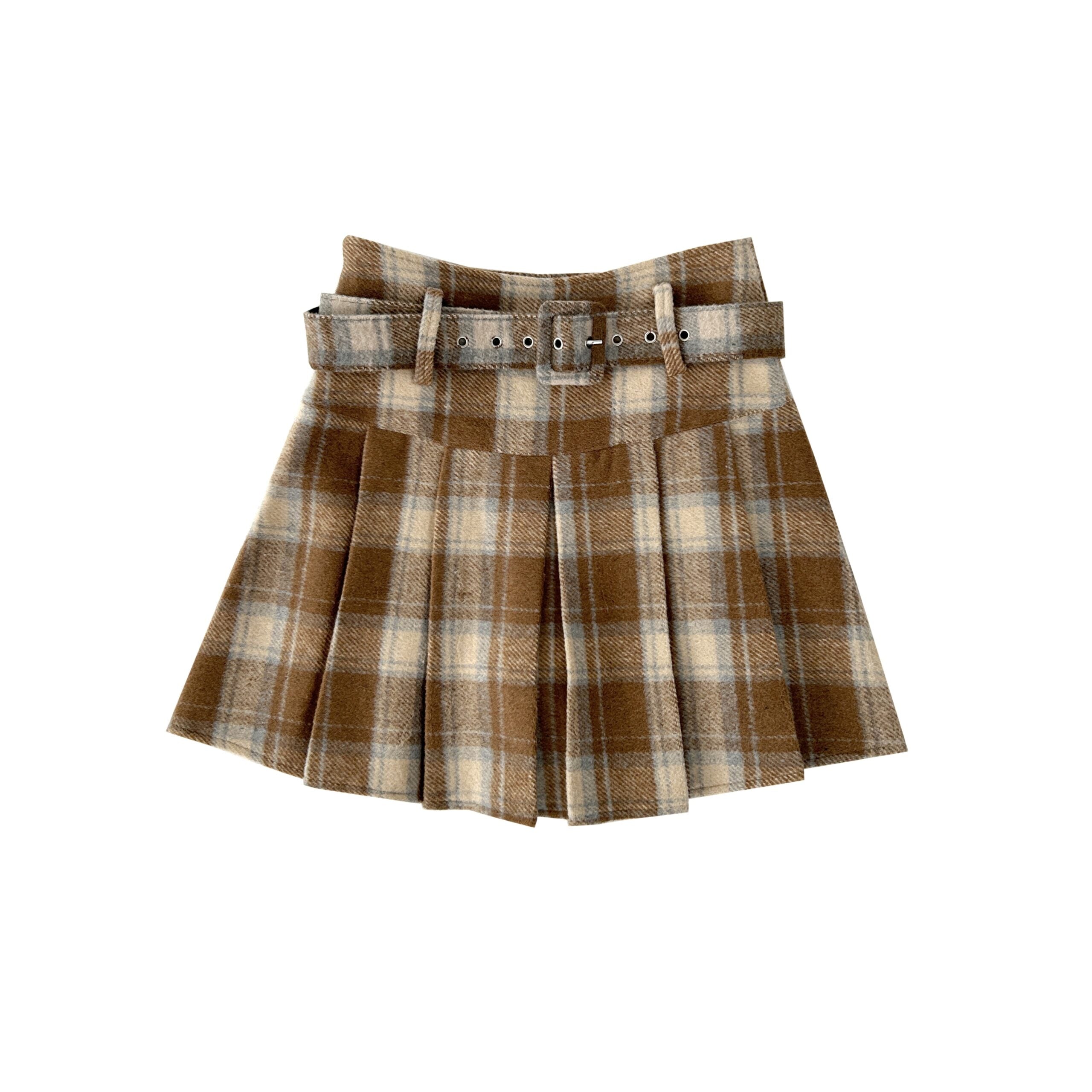 Plaid Pleated Skirt Retro High Waist
