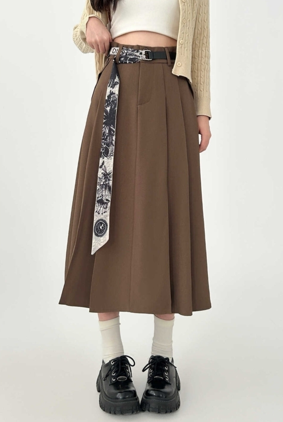 Pleated A Line Midi Skirt For All Sizes