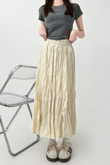 Pleated High Waist Midi Skirt For Curvy Style