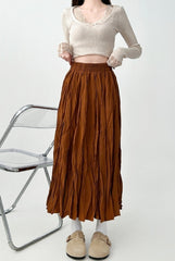 Pleated High Waist Midi Skirt For Curvy Style