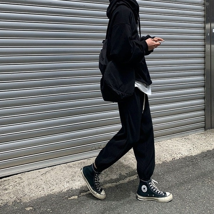 Pleated Ice Silk Relaxed Fit Jogger Pants