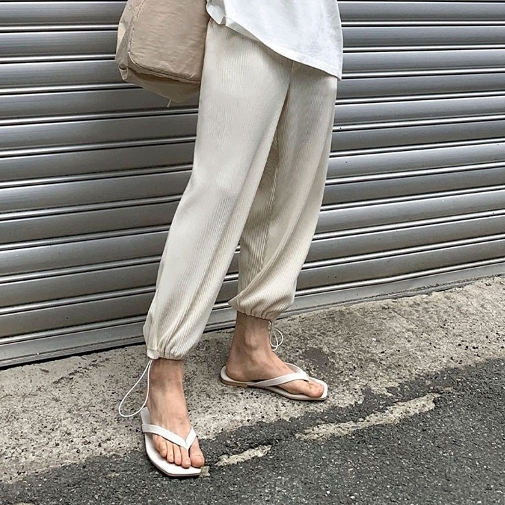 Pleated Ice Silk Relaxed Fit Jogger Pants