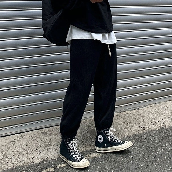 Pleated Ice Silk Relaxed Fit Jogger Pants