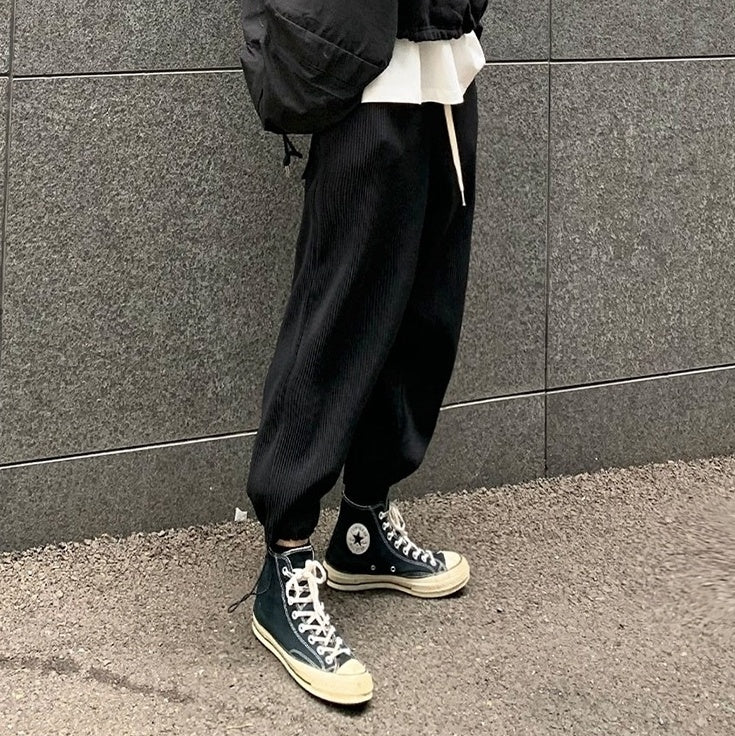 Pleated Ice Silk Relaxed Fit Jogger Pants