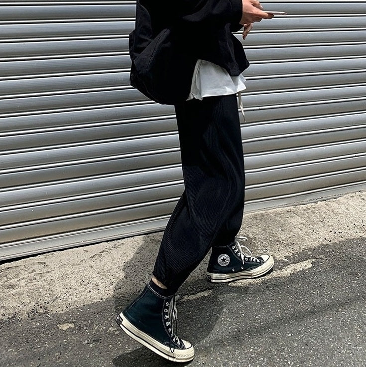 Pleated Ice Silk Relaxed Fit Jogger Pants