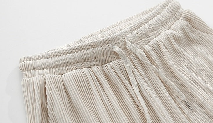 Pleated Ice Silk Relaxed Fit Jogger Pants