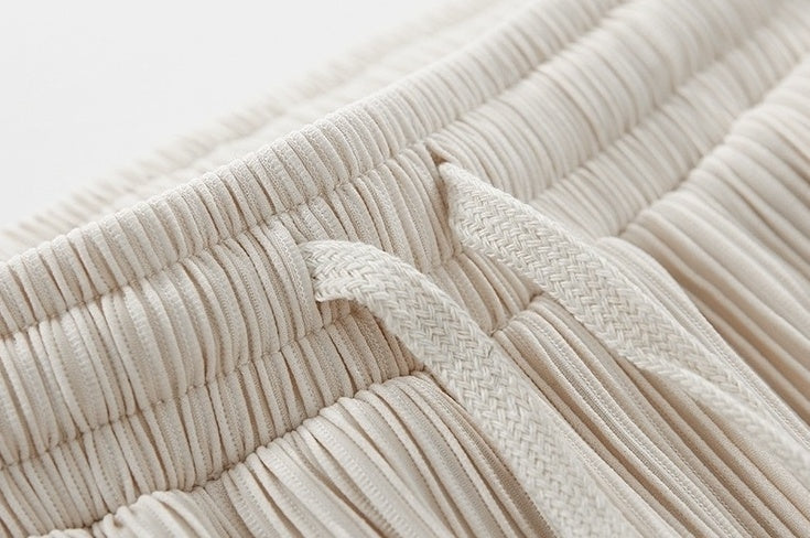 Pleated Ice Silk Relaxed Fit Jogger Pants