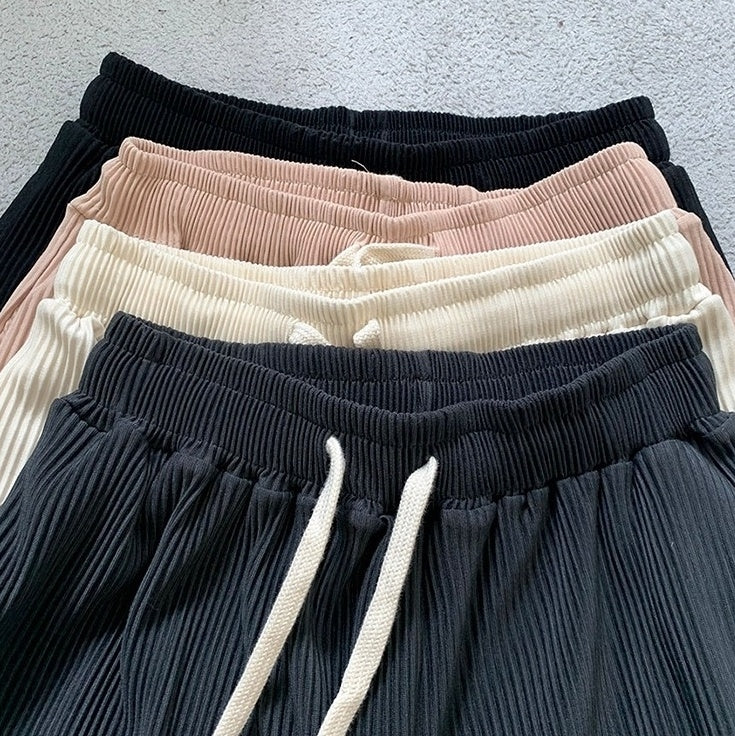 Pleated Ice Silk Relaxed Fit Jogger Pants