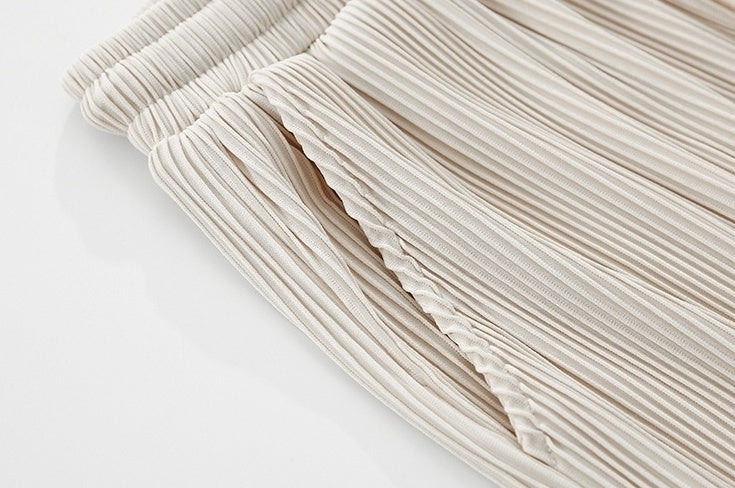Pleated Ice Silk Relaxed Fit Jogger Pants