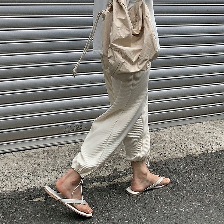 Pleated Ice Silk Relaxed Fit Jogger Pants