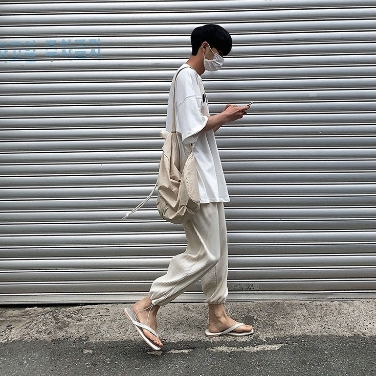 Pleated Ice Silk Relaxed Fit Jogger Pants