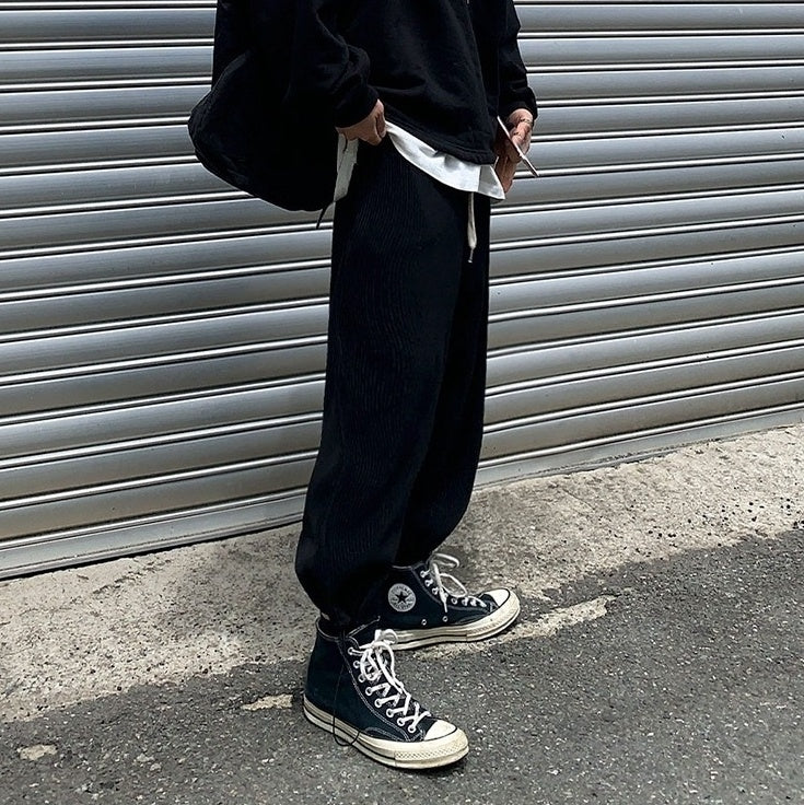Pleated Ice Silk Relaxed Fit Jogger Pants