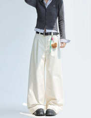 Pleated Relaxed Fit Wide Leg Suit Trousers