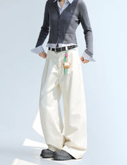 Pleated Relaxed Fit Wide Leg Suit Trousers