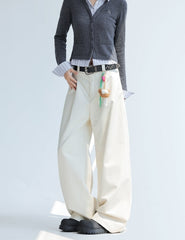 Pleated Relaxed Fit Wide Leg Suit Trousers