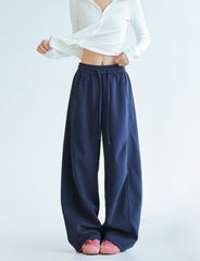Pleated Wide Leg Relaxed Fit Casual Sweatpants