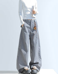 Pleated Wide Leg Relaxed Fit Trousers Black