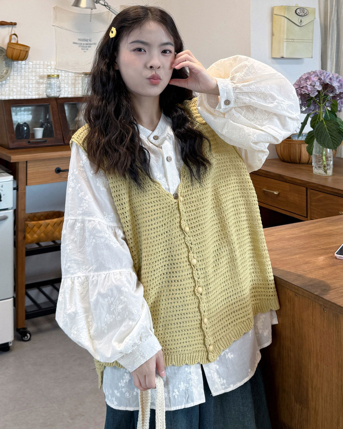 Plus Size Casual Embroidered Shirt Vest Set