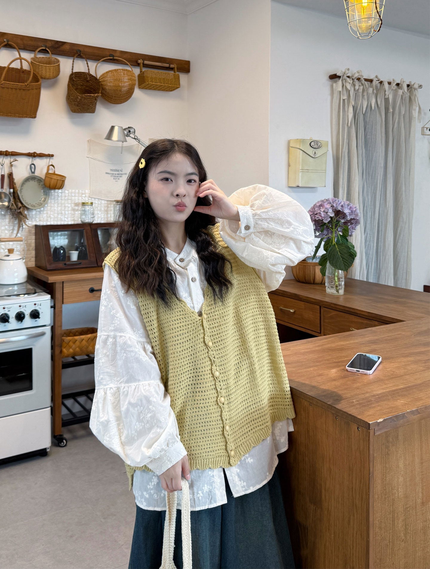 Plus Size Casual Embroidered Shirt Vest Set