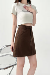 Plus Size Denim A Line Slimming Mini Skirt