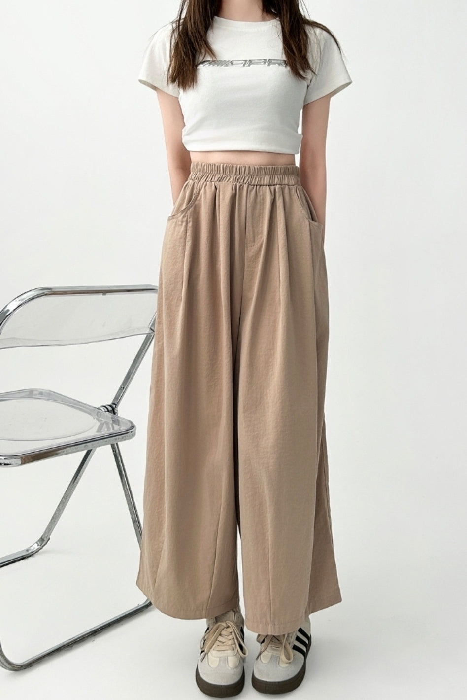 Plus Size High Waist Relaxed Fit Casual Trousers