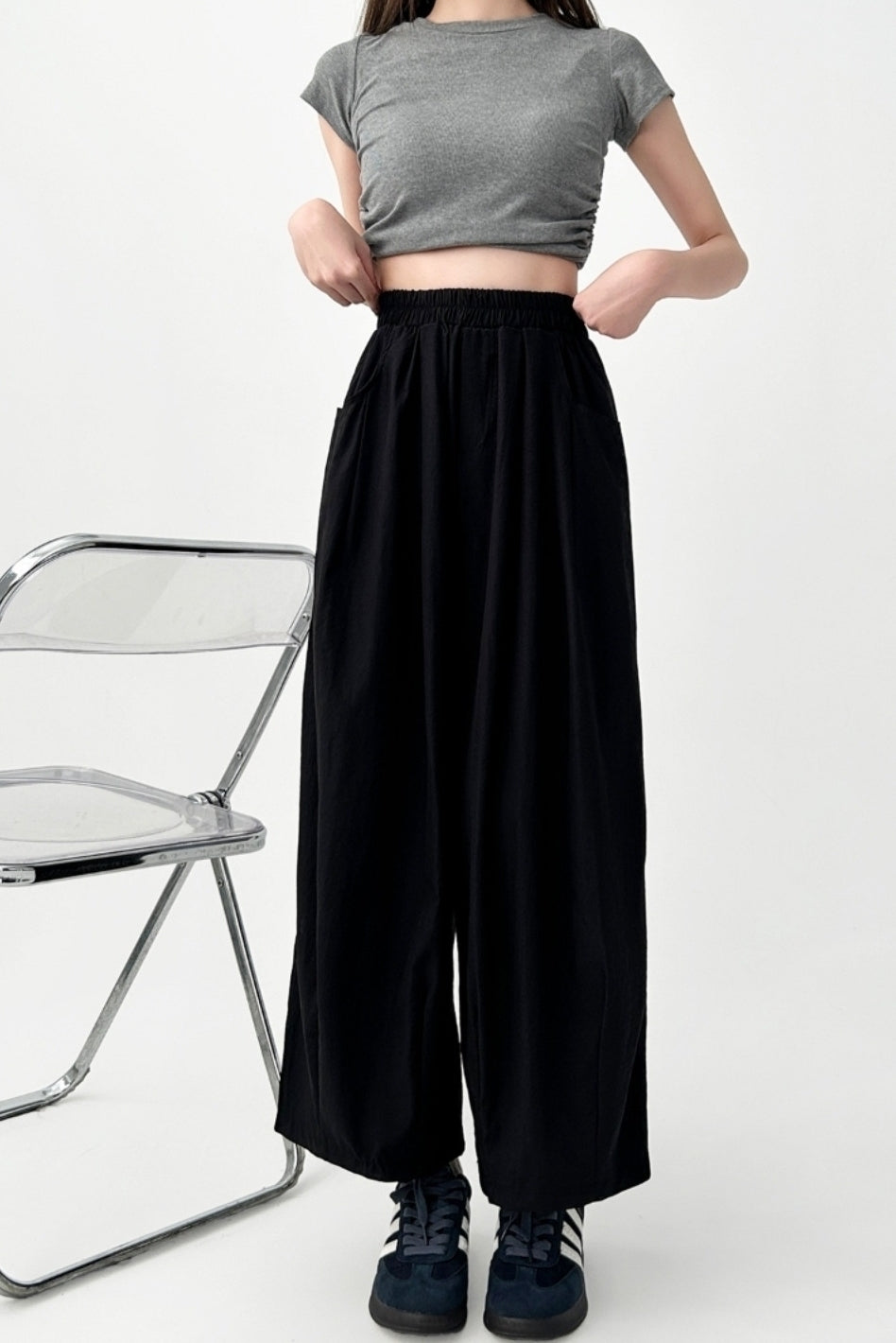 Plus Size High Waist Relaxed Fit Casual Trousers