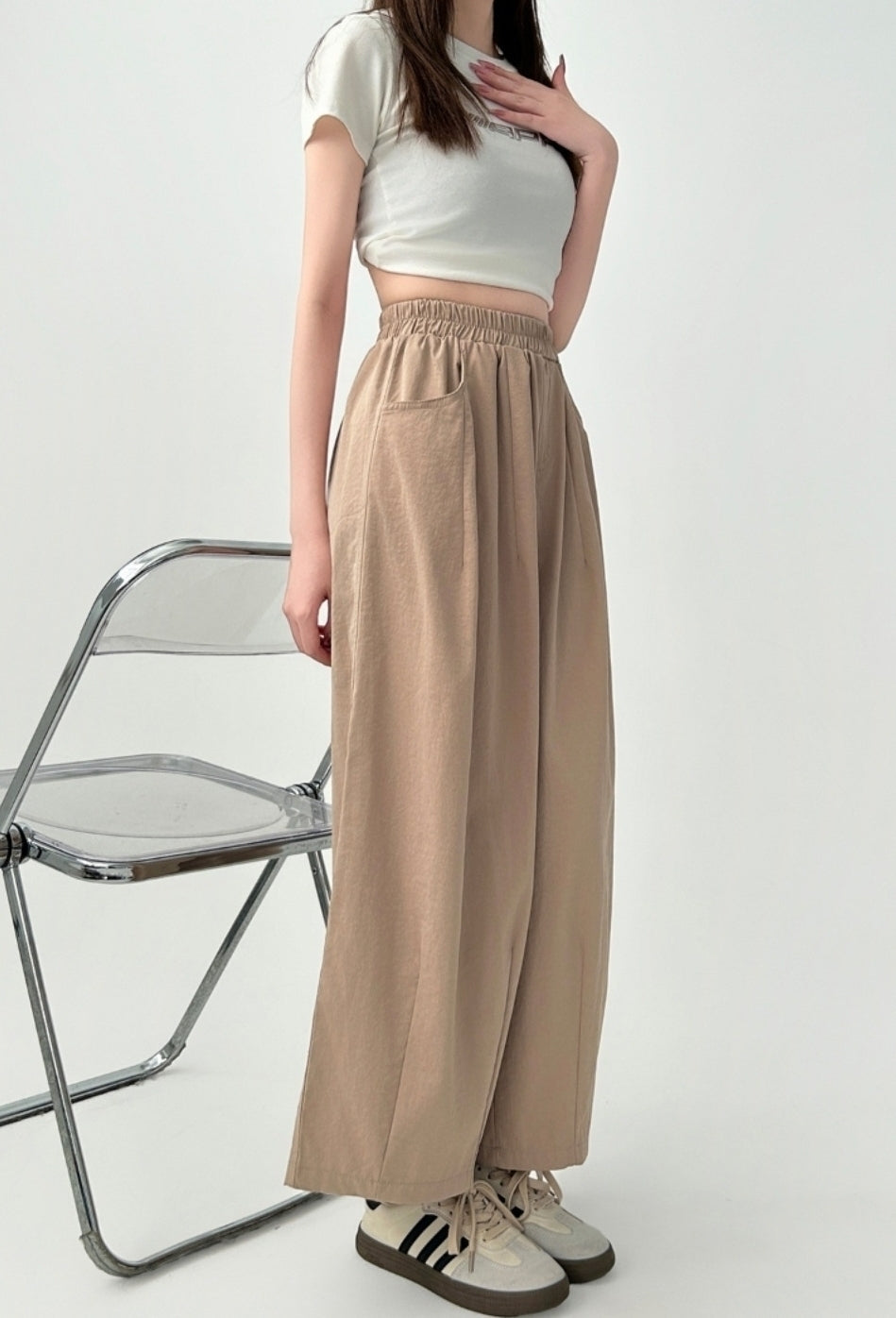 Plus Size High Waist Relaxed Fit Casual Trousers