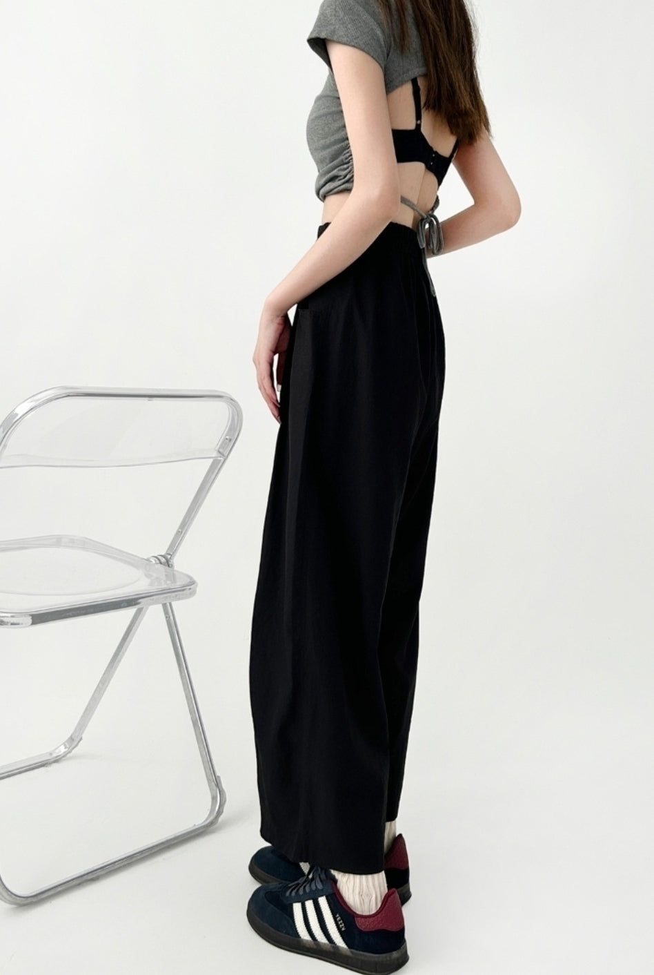Plus Size High Waist Relaxed Fit Casual Trousers