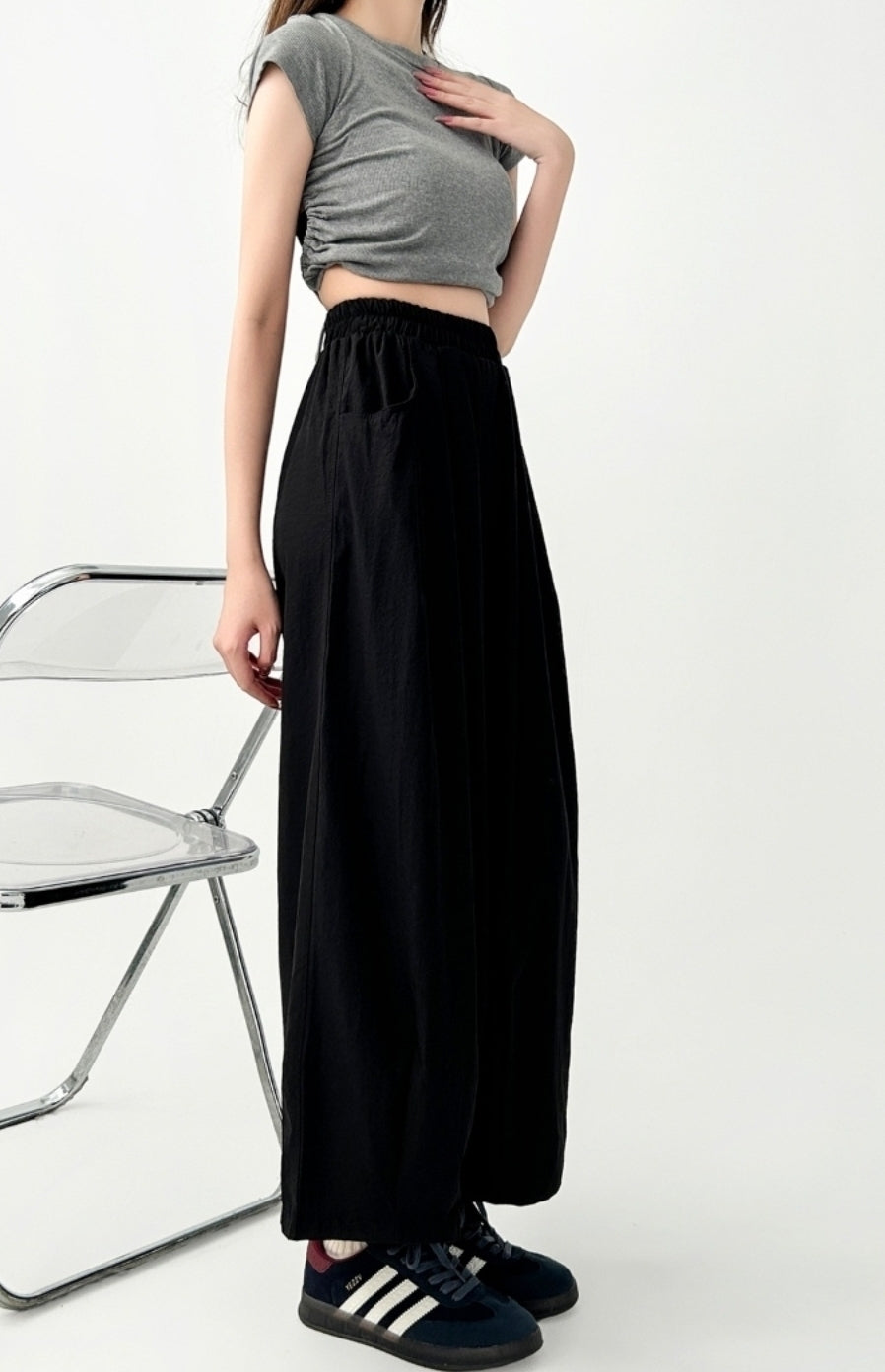 Plus Size High Waist Relaxed Fit Casual Trousers