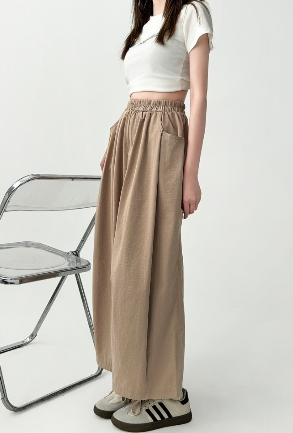 Plus Size High Waist Relaxed Fit Casual Trousers