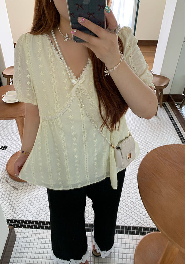 Plus Size Loose Short Sleeve Shirt Vacation Style