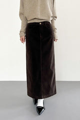 Plus Size Vintage High Waisted Slit A Line Midi Skirt