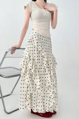 Polka Dot High Waist Ruffle Skirt