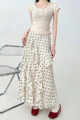 Polka Dot High Waist Ruffle Skirt