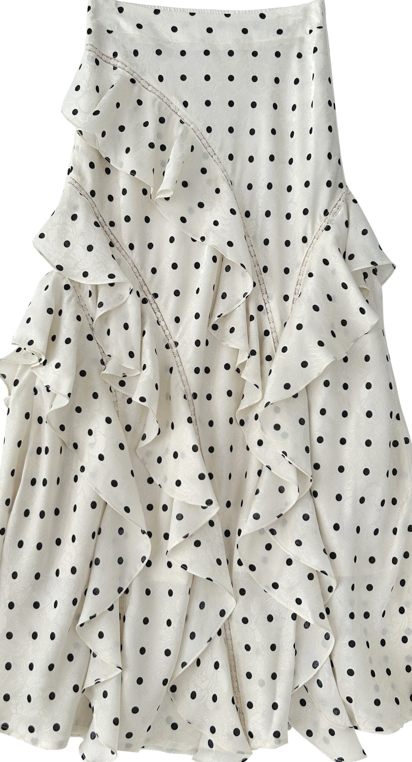 Polka Dot High Waist Ruffle Skirt