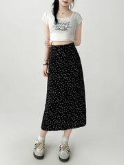 Polka Dot High Waist Slimming Midi Skirt