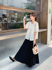 Polka Dot Ruffle Blouse And Skirt Set