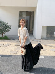 Polka Dot Ruffle Blouse And Skirt Set
