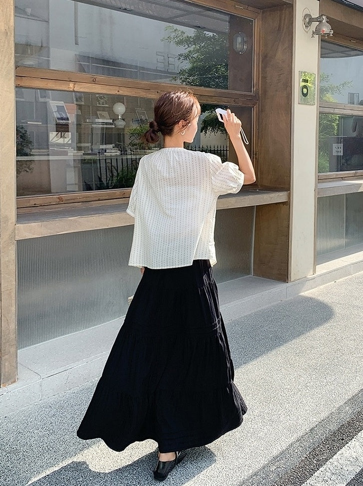 Polka Dot Ruffle Blouse And Skirt Set
