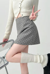 Polka Dot Blend A Line Mini Skirt