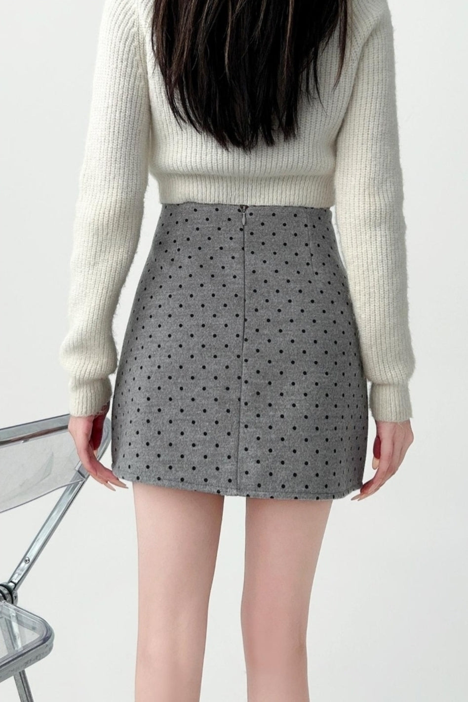Polka Dot Blend A Line Mini Skirt