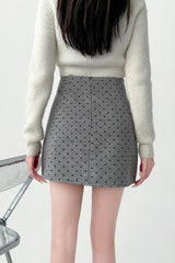 Polka Dot Blend A Line Mini Skirt
