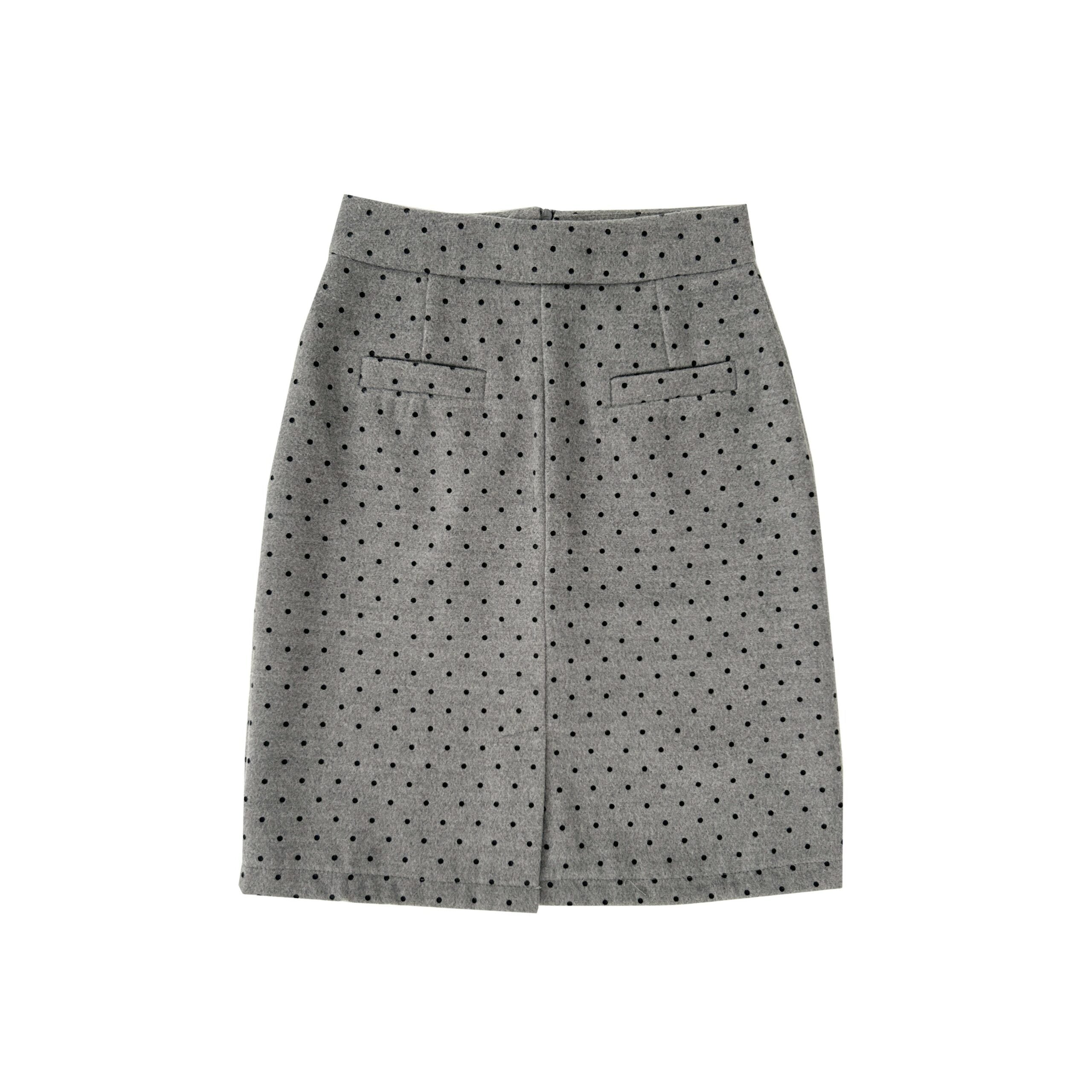 Polka Dot Blend Split Hem Midi Skirt