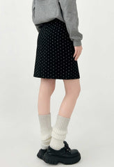 Polka Dot Blend Split Hem Midi Skirt
