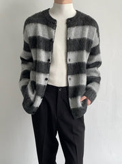 Premium Heavyweight Striped Cardigan Knit Jacket