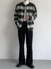 Premium Heavyweight Striped Cardigan Knit Jacket