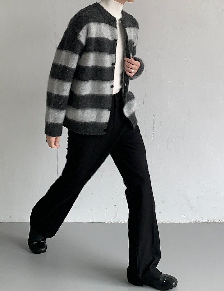 Premium Heavyweight Striped Cardigan Knit Jacket